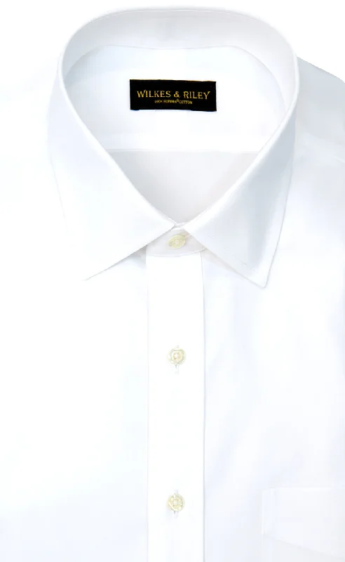 Classic Fit White Solid Spread Collar Supima® Cotton Non-Iron Pinpoint Oxford Dress Shirt