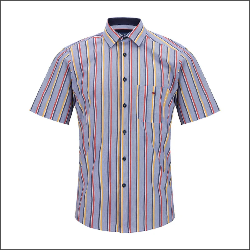 Dg's Blue  Multi Stripe Short Sleeve^