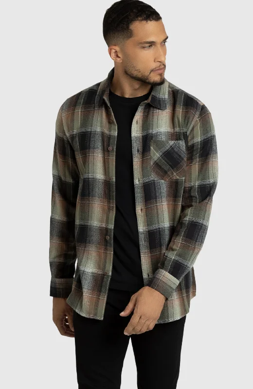 Dusty Olive Plaid Flannel Shirt