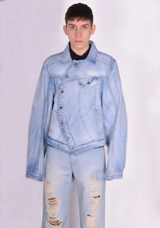 EGONLAB. DN008A WRAPPED DENIM JACKET BLUE ACID WASH