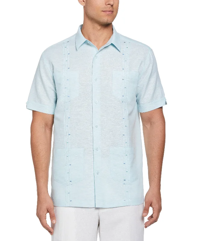 Fashion Four Pocket Linen-Blend Guayabera Shirt