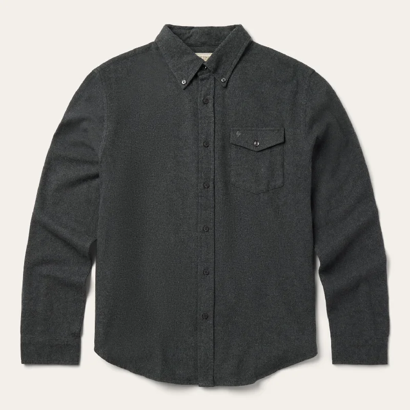 Heathered Flannel Button-Down Shirt