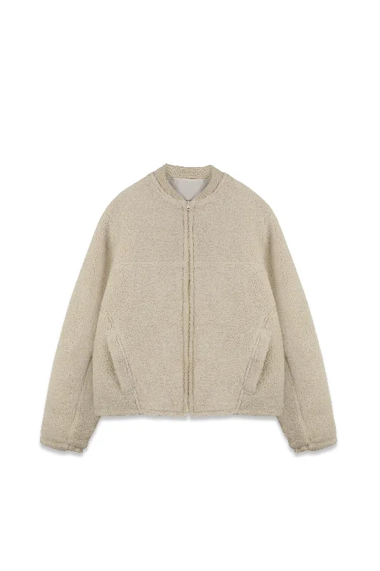 LASSIE Textured Bomber Jacket in Cream