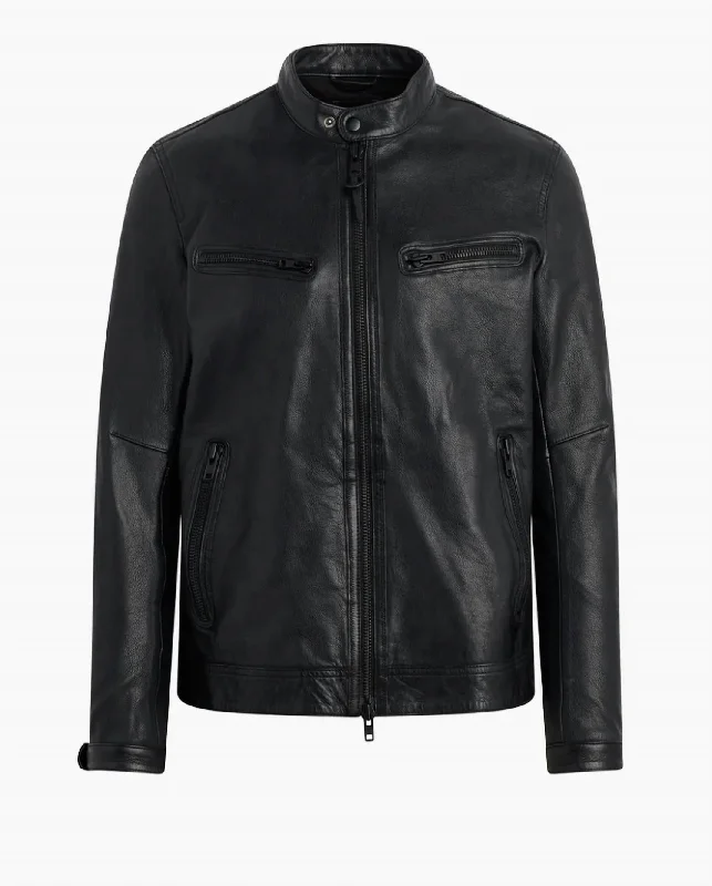 Leather Moto Jacket In Black