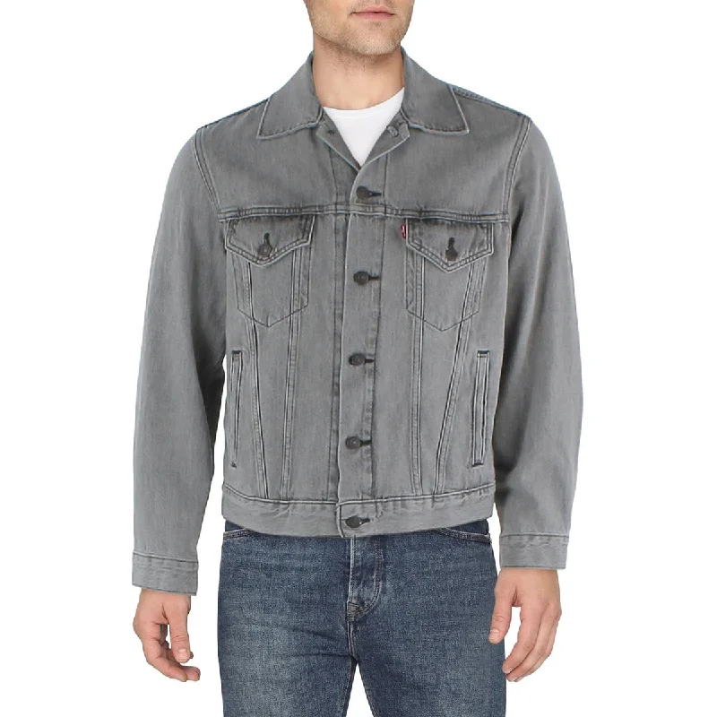 Levi Strauss & Co. Mens Collared Heathered Denim Jacket