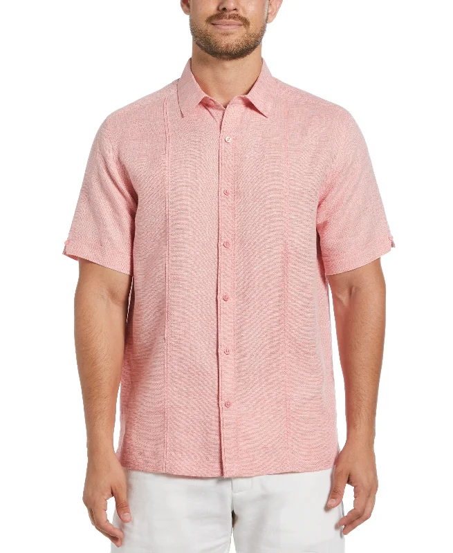 Linen Blend Tuck Panel Dobby Shirt