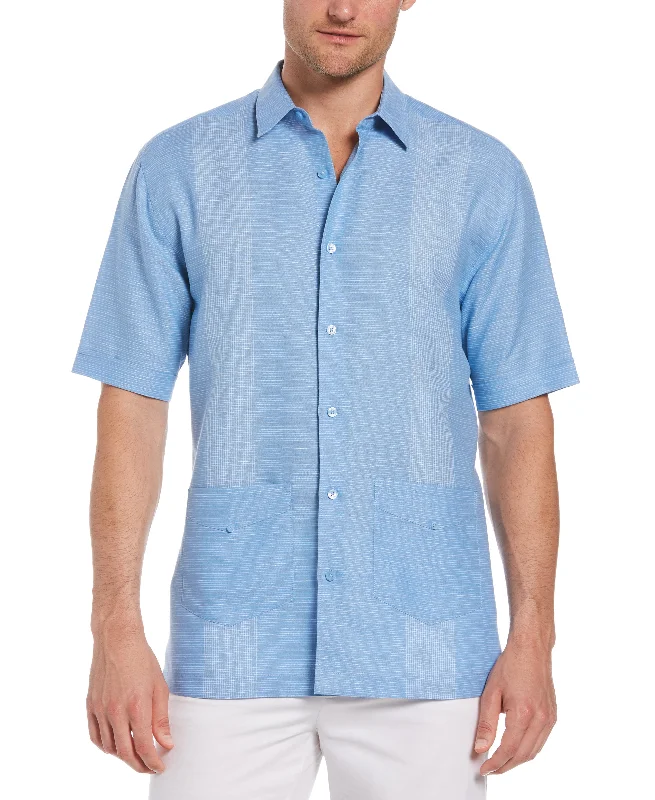 Linen-Blend Yarn Dye Stripe Guayabera Shirt