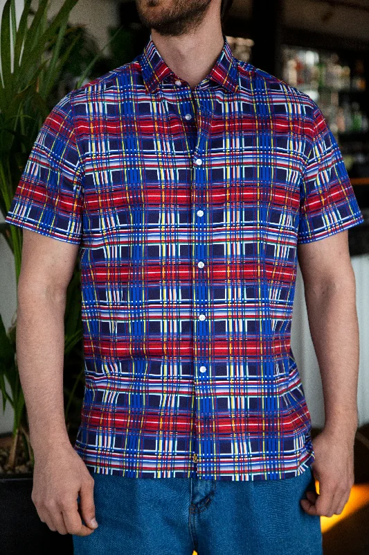 Men's tartan twist print shirt