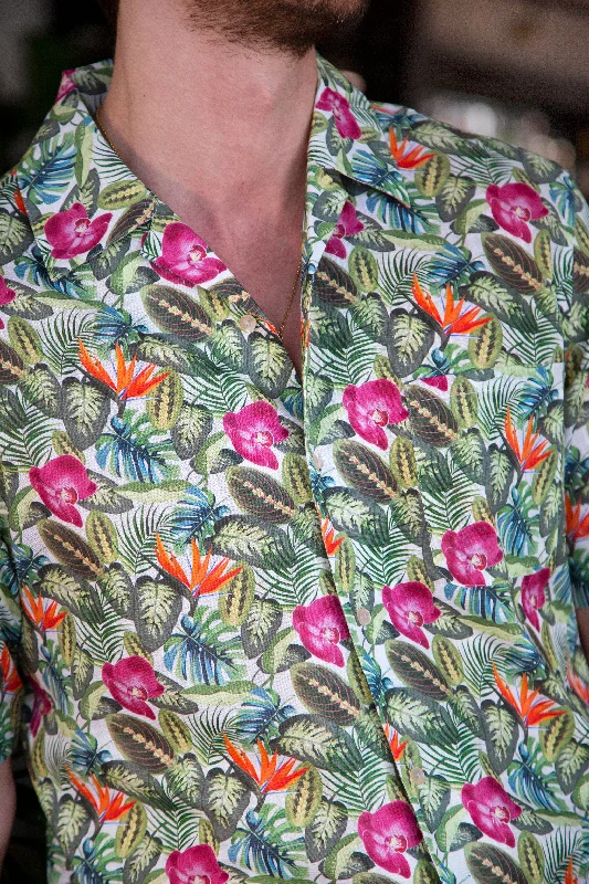 Men's tropical leaf print shirt