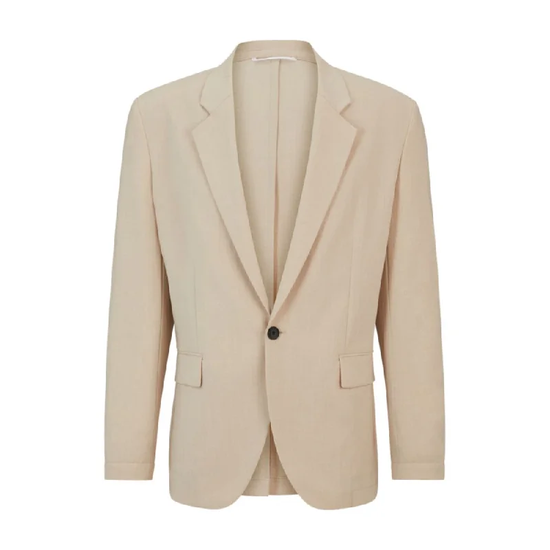 Modern-fit jacket in linen-look fabric