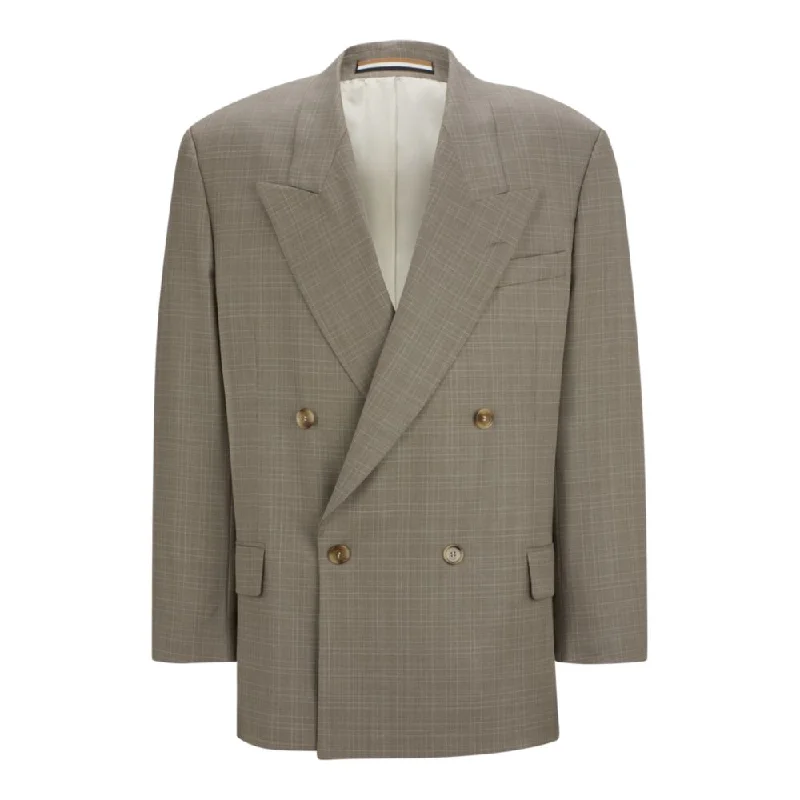 Relaxed-fit jacket in checked virgin-wool serge