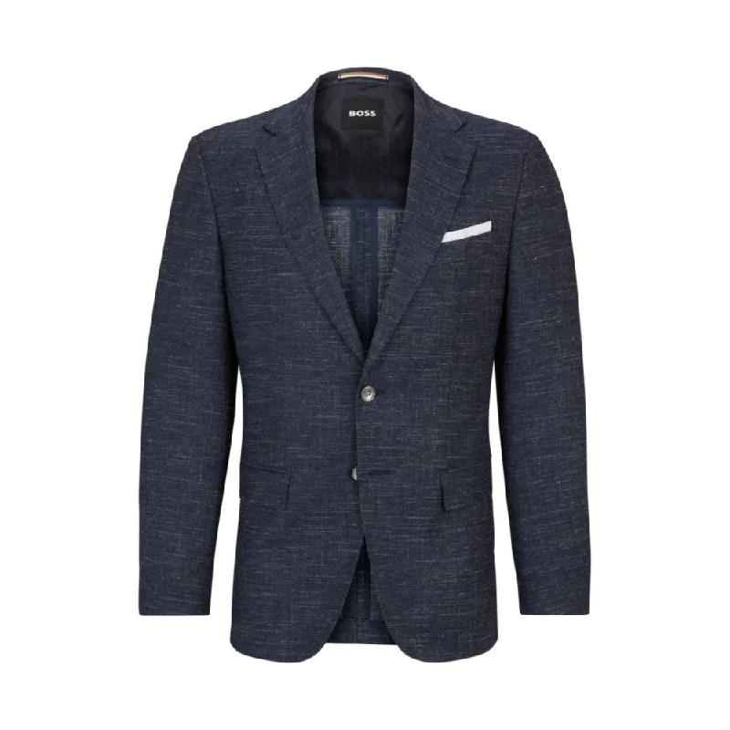 Slim-fit jacket in a patterned wool blend