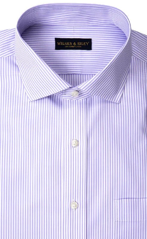 Slim Fit Lavender Bengal Stripe English Spread Collar Supima® Cotton Non-Iron Broadcloth Dress Shirt