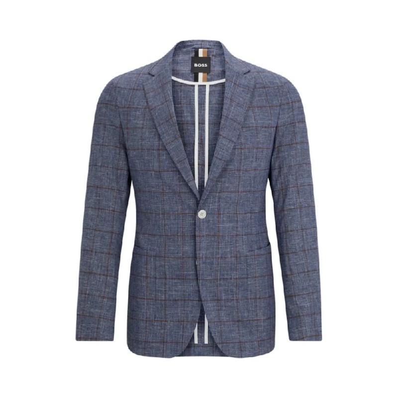 Slim-fit micro-patterned jacket in checked serge