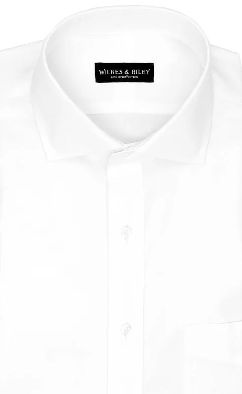 Slim Fit White Solid English Spread Collar Supima® Cotton Non-Iron Pinpoint Oxford Dress Shirt