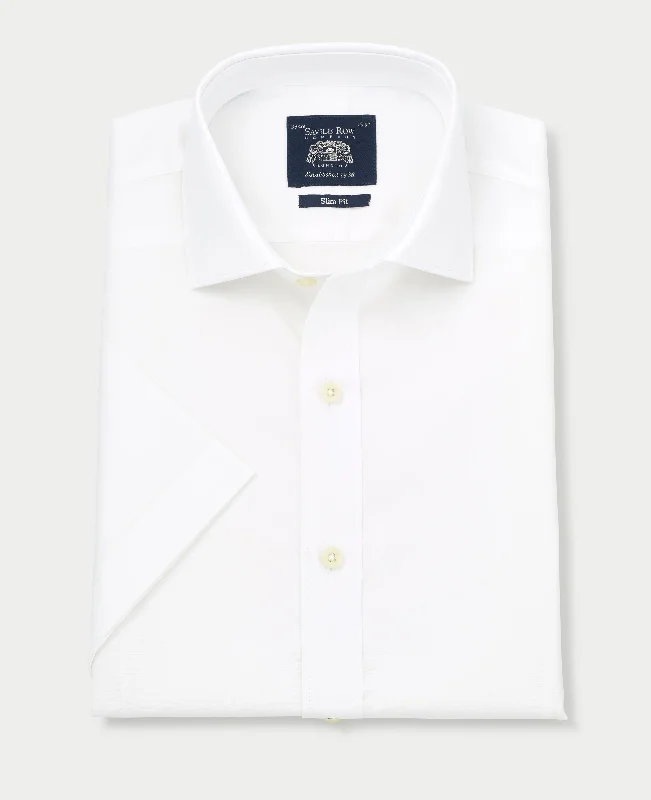 White Slim Fit Short Sleeve Shirt