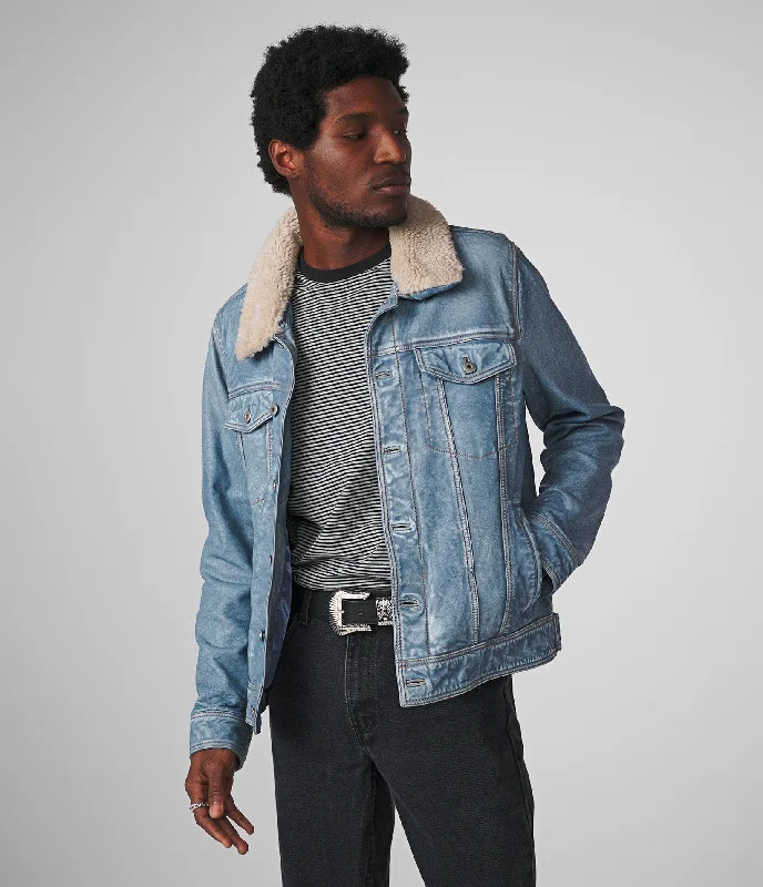 Luxton Denim Leather Jacket With Shearling