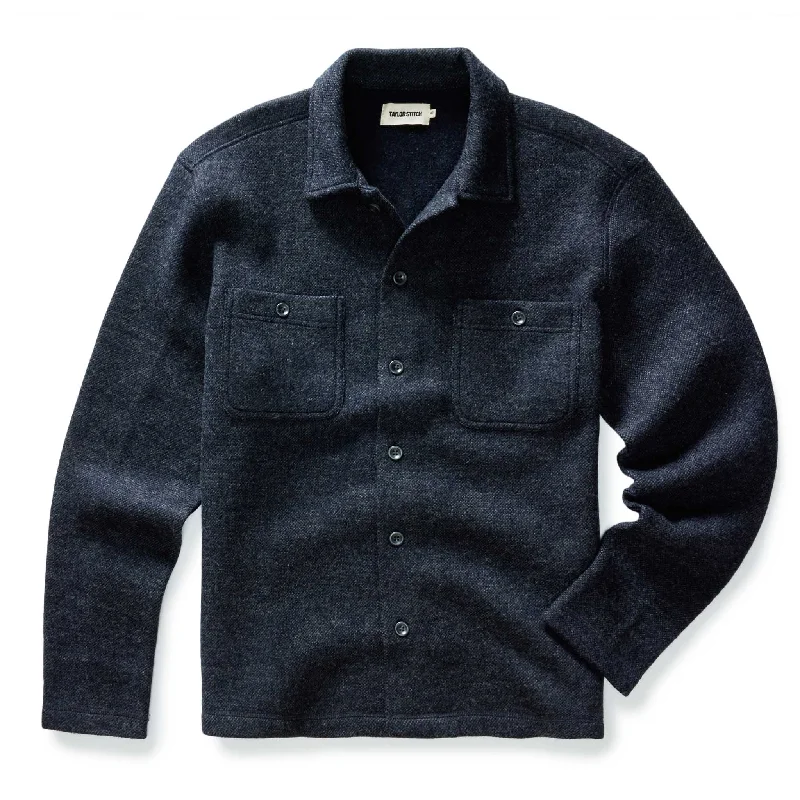 The Evans Overshirt in Navy Birdseye Wool