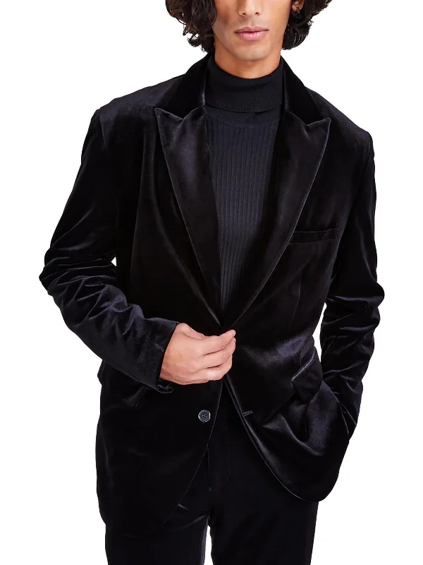 Mens Velvet Slim Fit Two-Button Blazer