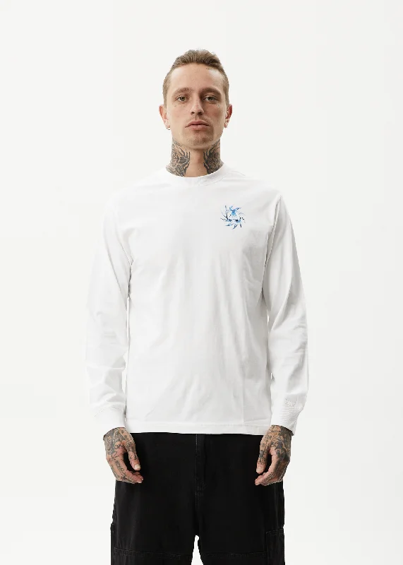 AFENDS Mens Chromed - Long Sleeve Graphic T-Shirt - White