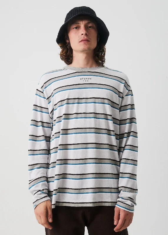 AFENDS Mens THC - Hemp Stripe Long Sleeve Tee - Desert