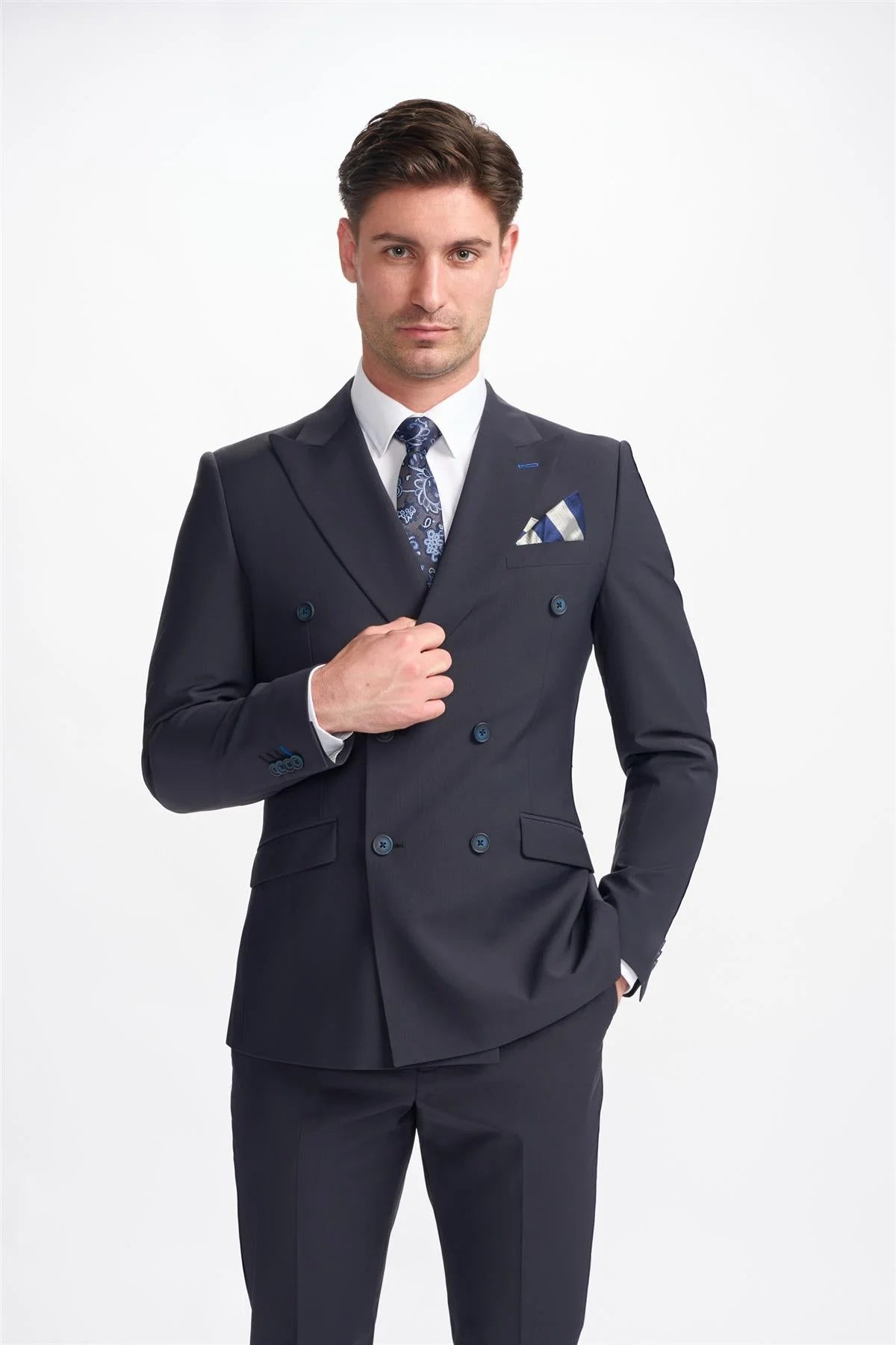 Bond - Men's Dark Navy Double Breasted Blazer