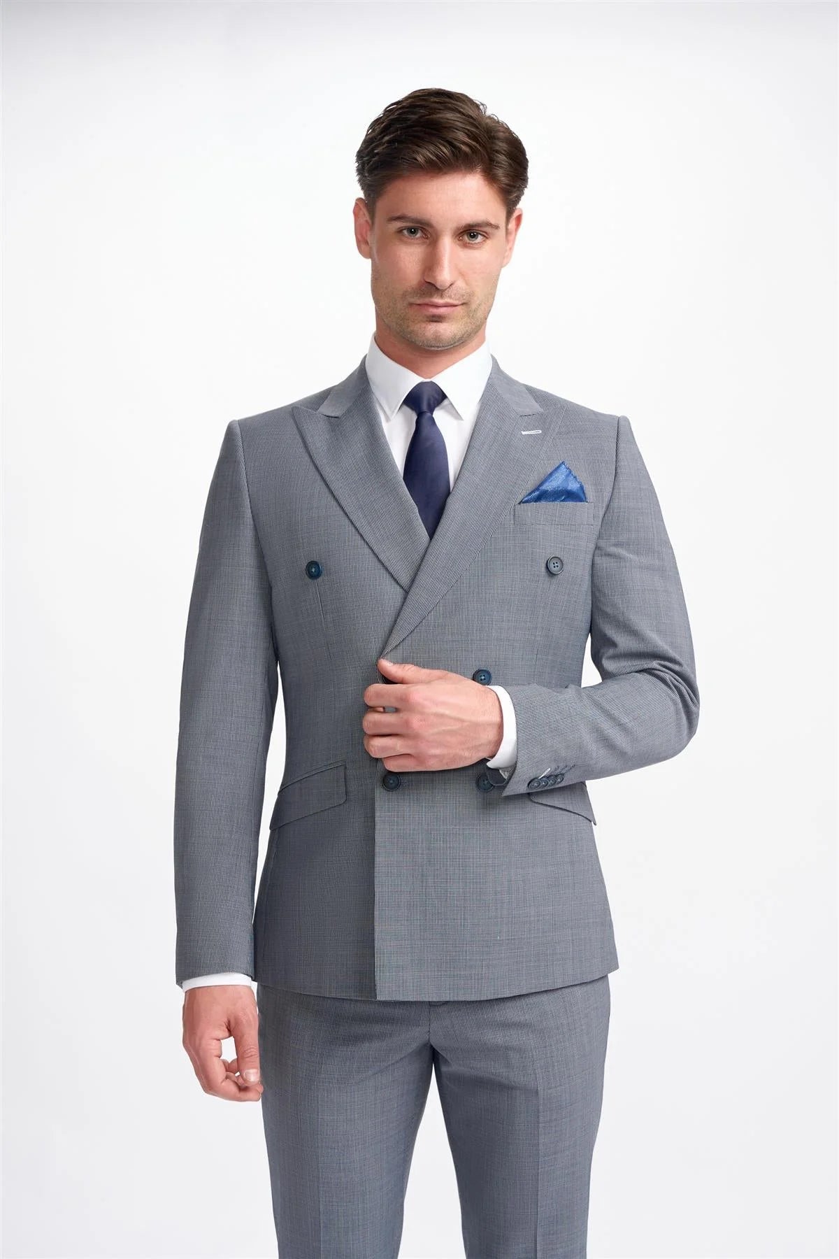 Bond - Men's Grey Double Breasted Blazer