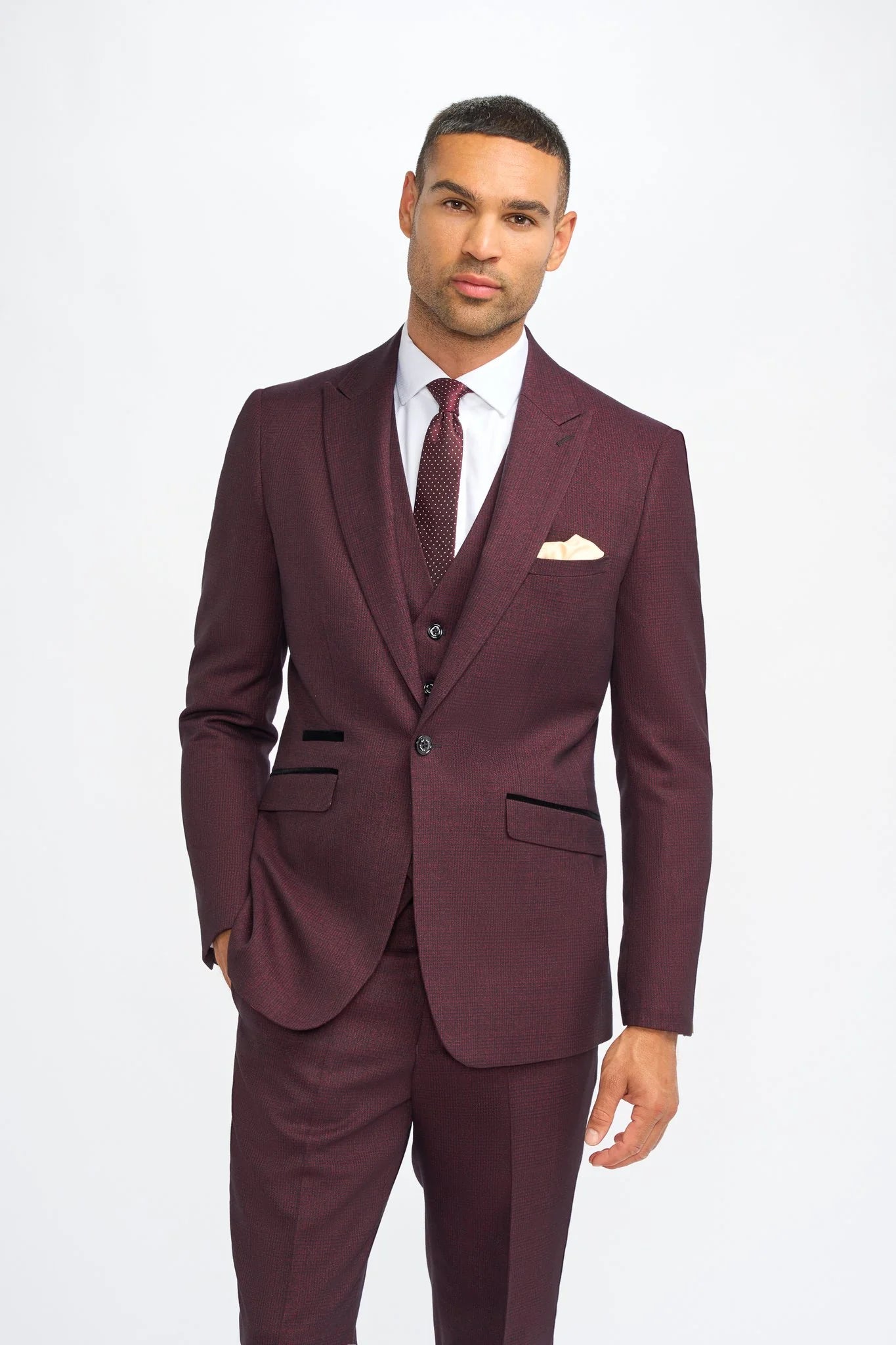 Caridi - Men's Burgundy Checked Blazer