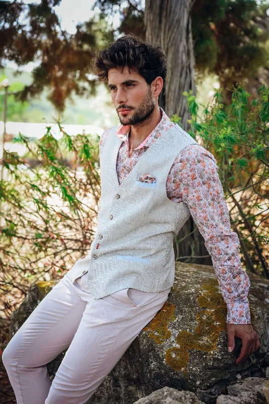 A Fish Named Fred - Waistcoat - Linen Look - Natural