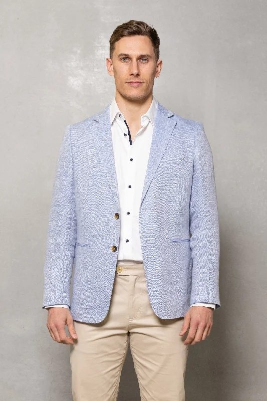 Johnson Linen Herringbone Blazer: Sky