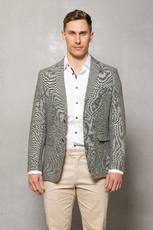 Johnson Linen Houndstooth Blazer: Sage