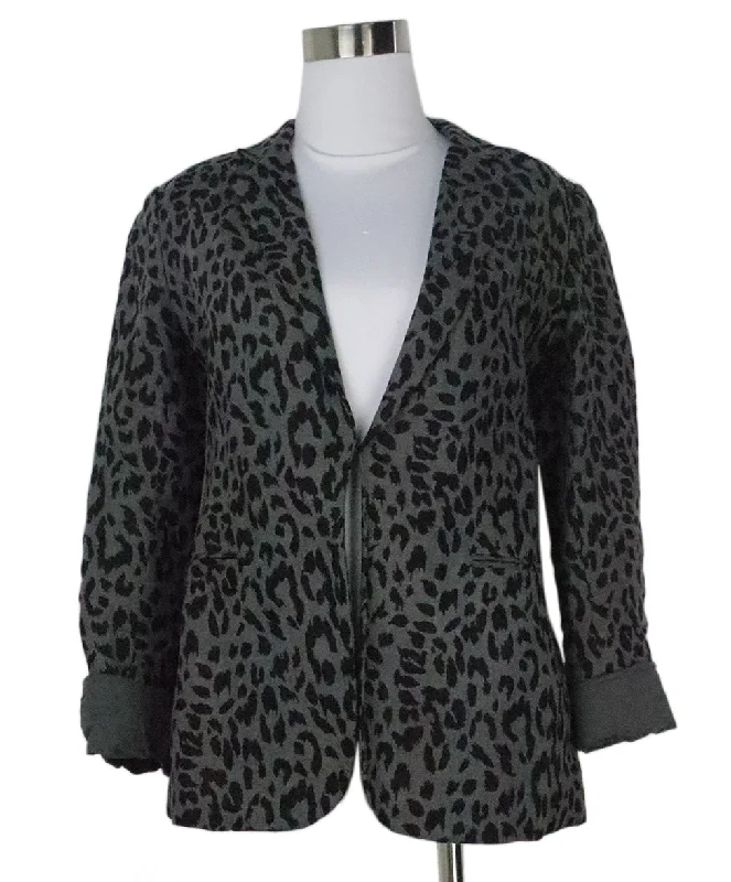 Joie Grey Leopard Print Blazer sz 2