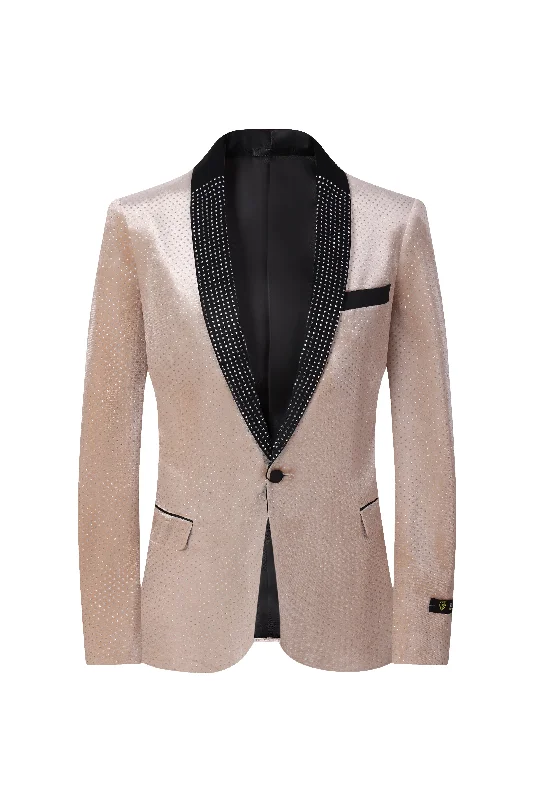 Luxury Slim Fit Suit Separate - Champagne Velvet Texture Sportcoat