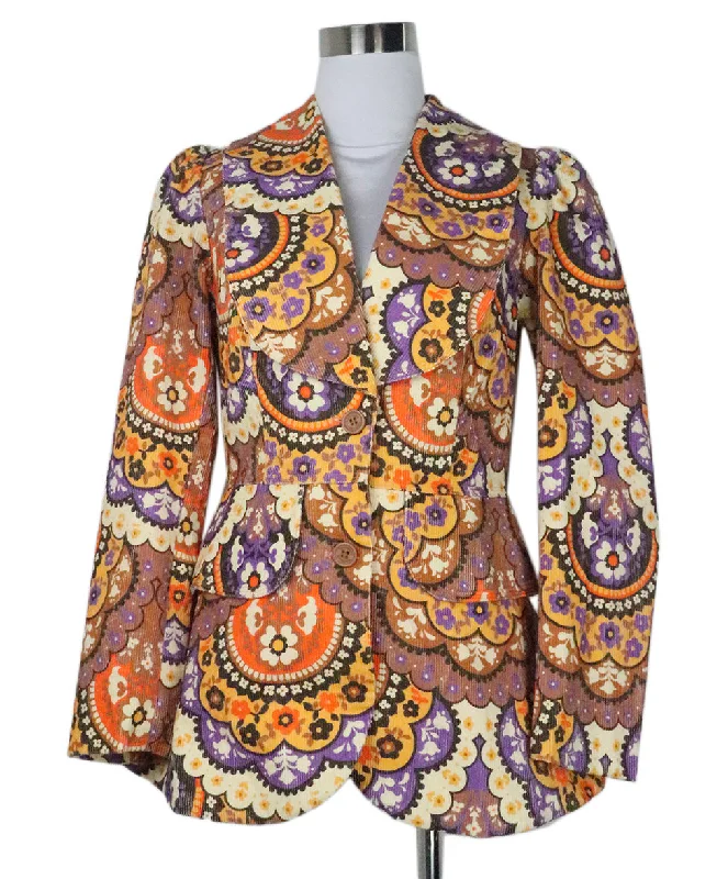 Manoush Orange & Purple Corduroy Blazer sz 4