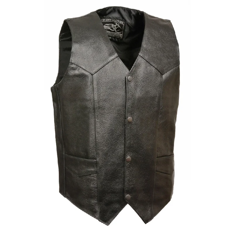 Men's Plain Leather Vest Black