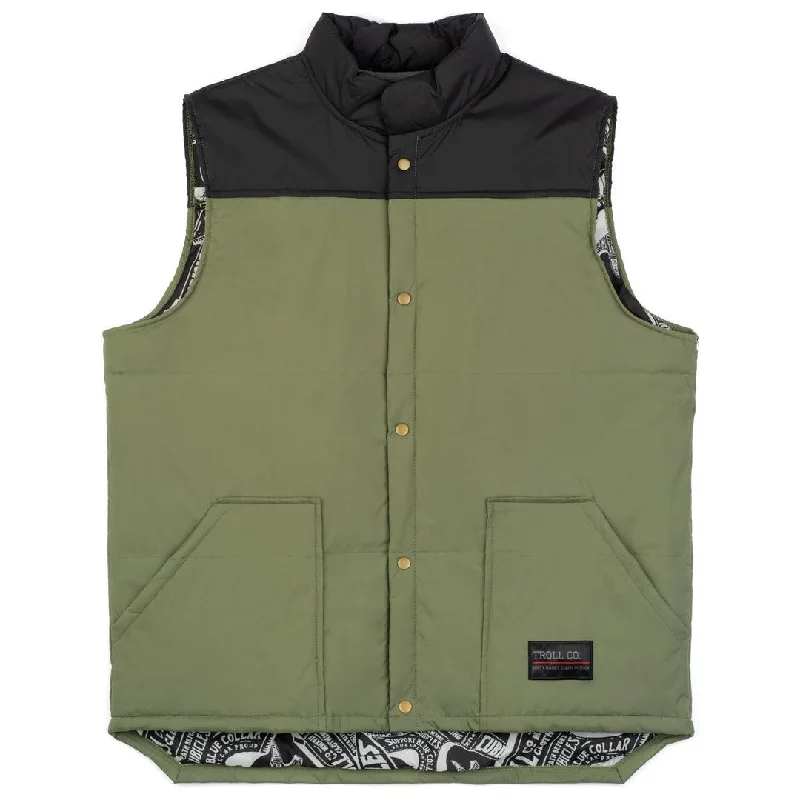 Redford Vest: Black + Military Green