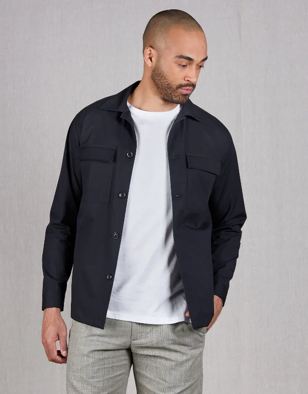 Tamaki Navy Stretch Shirt Jacket