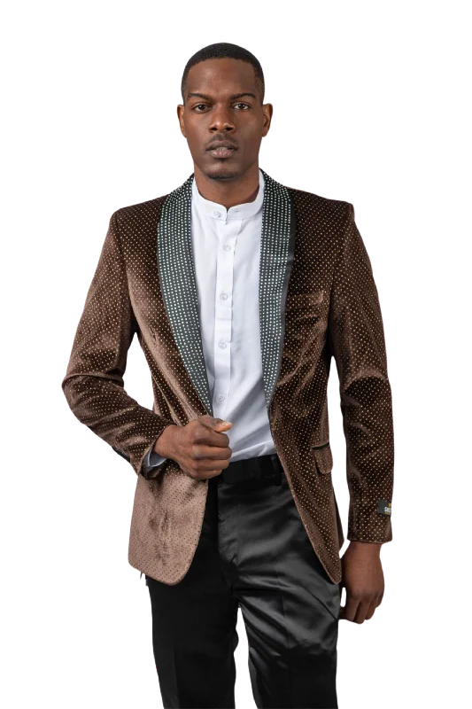 Velvet Texture Sport Coat -Brown