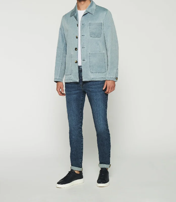 Veste en coton lin bleue AQUA