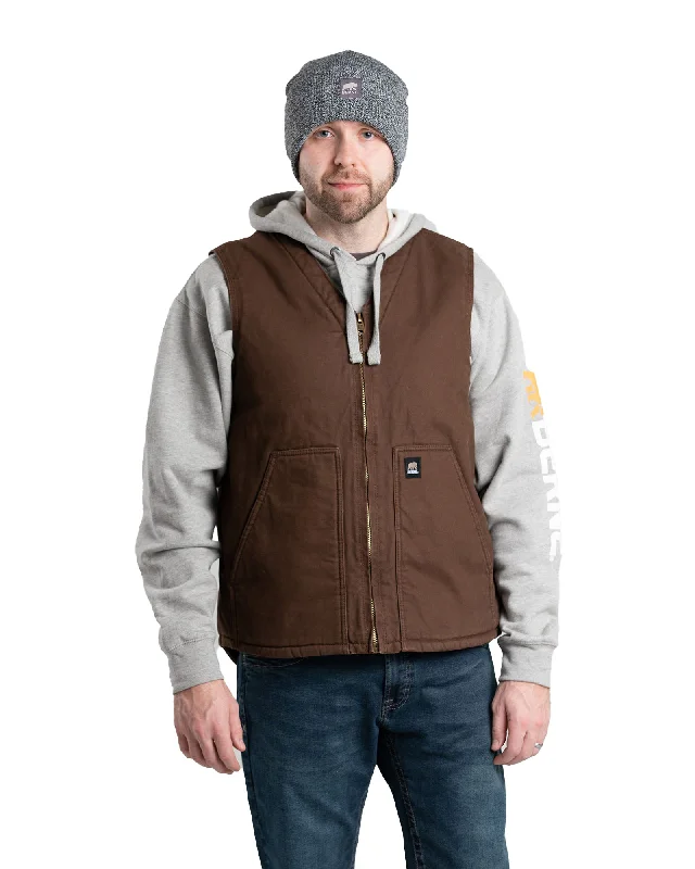 Heartland Sherpa-Lined Washed Duck V-Neck Vest