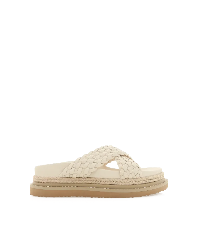 Women's Leather - Strapped Sandals with a Braided Detail in Brown for a Rustic AppealALLYRA - BONE