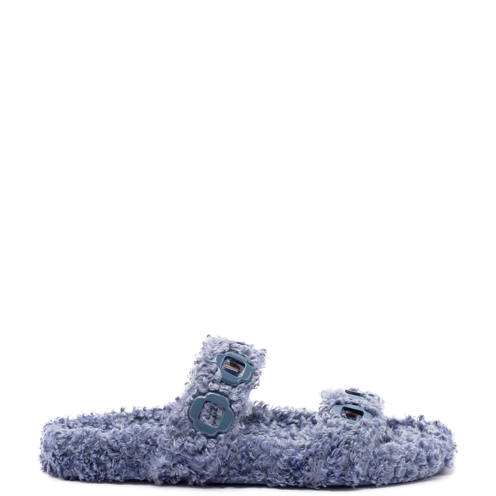 Shock - Absorbing Women's Sandals with a Soft Insole in Black for Active LifestylesMilan Slide In Blue Faux Fur Shock - Absorbing Women's Sandals with a Soft Insole in Black for Active LifestylesMilan Slide In Blue Faux Fur