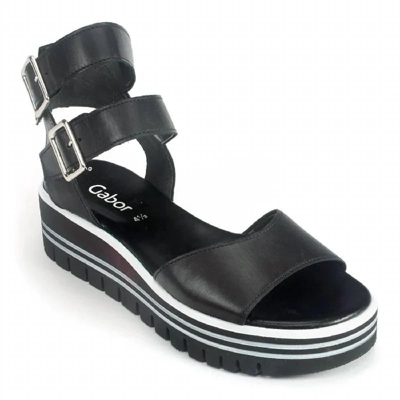 Women's Flat Slide Sandals with a Memory Foam Insole in White for All - Day ComfortDouble Ankle Strap Platform Sandal In Black