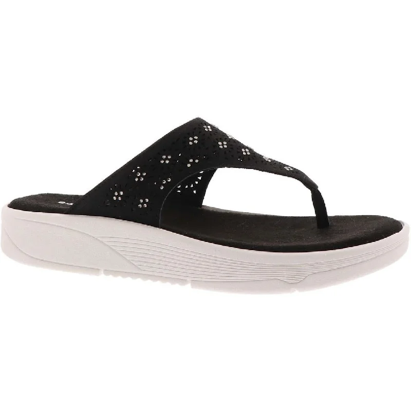 Women's Rhinestone - Embellished Open - Toe Sandals in Silver for a Glamorous Party LookEasy Spirit Womens Rhee3 Leather Perforated Flip-Flops Women's Rhinestone - Embellished Open - Toe Sandals in Silver for a Glamorous Party LookEasy Spirit Womens Rhee3 Leather Perforated Flip-Flops
