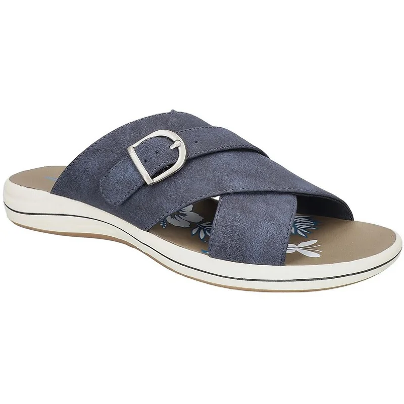 Waterproof Women's Rubber Beach Sandals with Arch Support in Blue for Water ActivitiesEasy Street Womens Flint Faux Leather Slip-On Slide Sandals Waterproof Women's Rubber Beach Sandals with Arch Support in Blue for Water ActivitiesEasy Street Womens Flint Faux Leather Slip-On Slide Sandals
