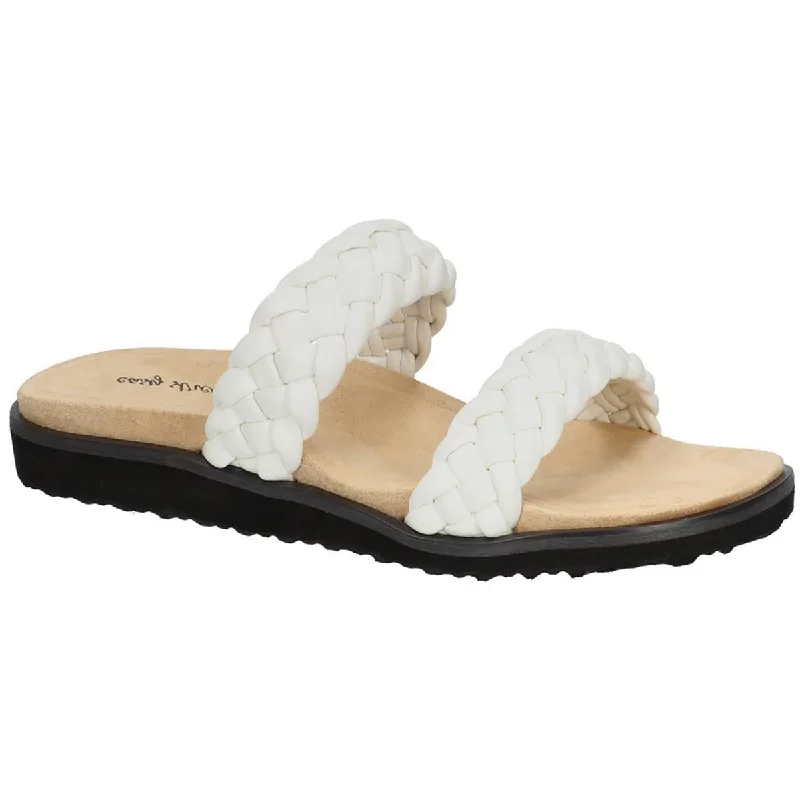 Women's Rhinestone - Embellished Open - Toe Sandals in Silver for a Glamorous Party LookEasy Street Womens Susi Metallic Woven Slide Sandals Women's Rhinestone - Embellished Open - Toe Sandals in Silver for a Glamorous Party LookEasy Street Womens Susi Metallic Woven Slide Sandals
