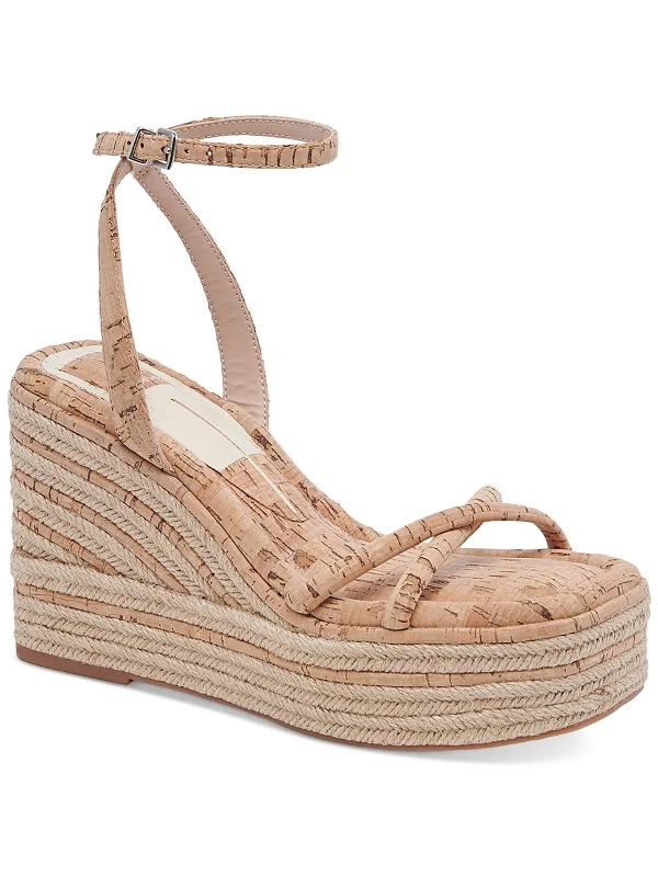 Women's Ankle - Strap Sandals with a Block Heel in Red for a Sophisticated StyleWomen's Ankle - Strap Sandals with a Block Heel in Red for a Sophisticated StyleElvia Womens Ankle Strap Slip On Wedge Sandals