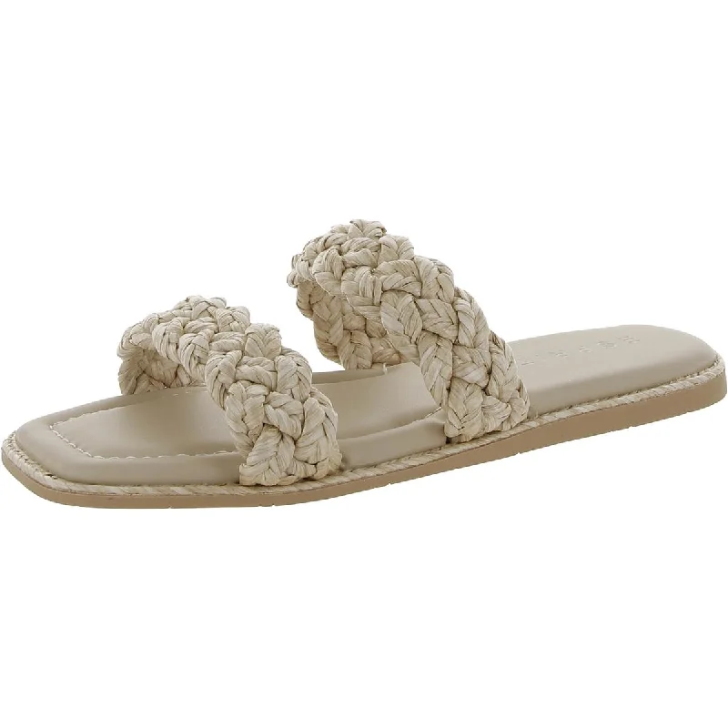 Women's Flat Slide Sandals with a Memory Foam Insole in White for All - Day ComfortEsprit Womens Lexie Open Toe Slip On Slide Sandals Women's Flat Slide Sandals with a Memory Foam Insole in White for All - Day ComfortEsprit Womens Lexie Open Toe Slip On Slide Sandals