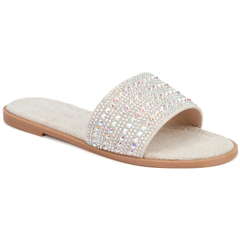 Sustainable Women's Recycled Material Sandals in Beige for Eco - Conscious ShoppersFashion to Figure Womens Darcy Rhinestone Studded Slide Sandals Sustainable Women's Recycled Material Sandals in Beige for Eco - Conscious ShoppersFashion to Figure Womens Darcy Rhinestone Studded Slide Sandals