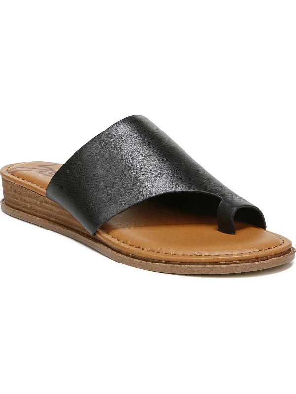 Women's Strappy Gladiator Sandals with Buckle Closures in Tan for a Boho LookGiada Womens Toe Loop Slip On Slide Sandals